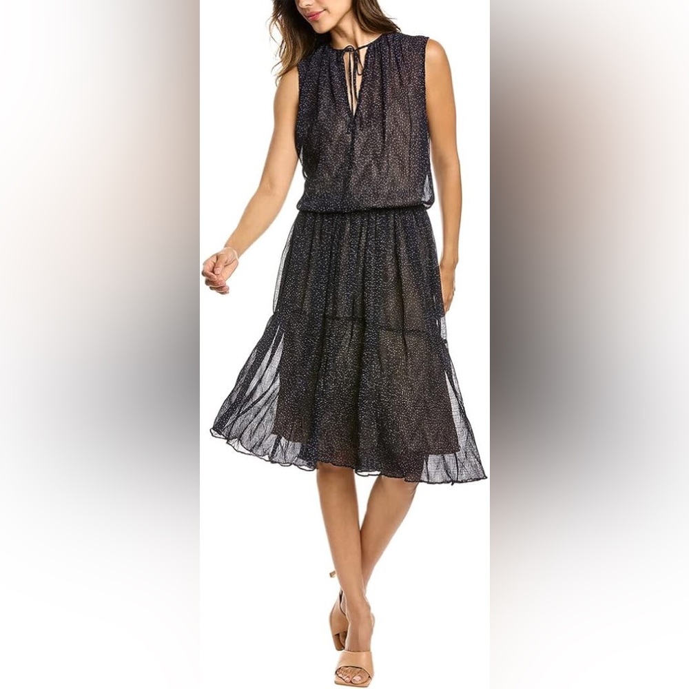 Vince Starry Dot Tiered Midi Dress - Size M